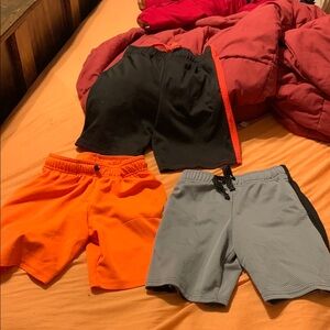 Set of Three Athletic Shorts - Black, Orange, and Gray